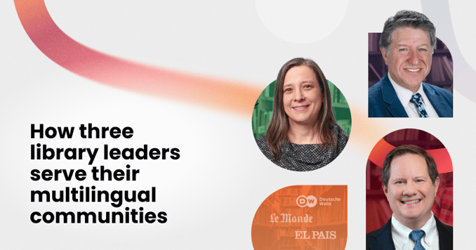 Graphic showing three library leaders